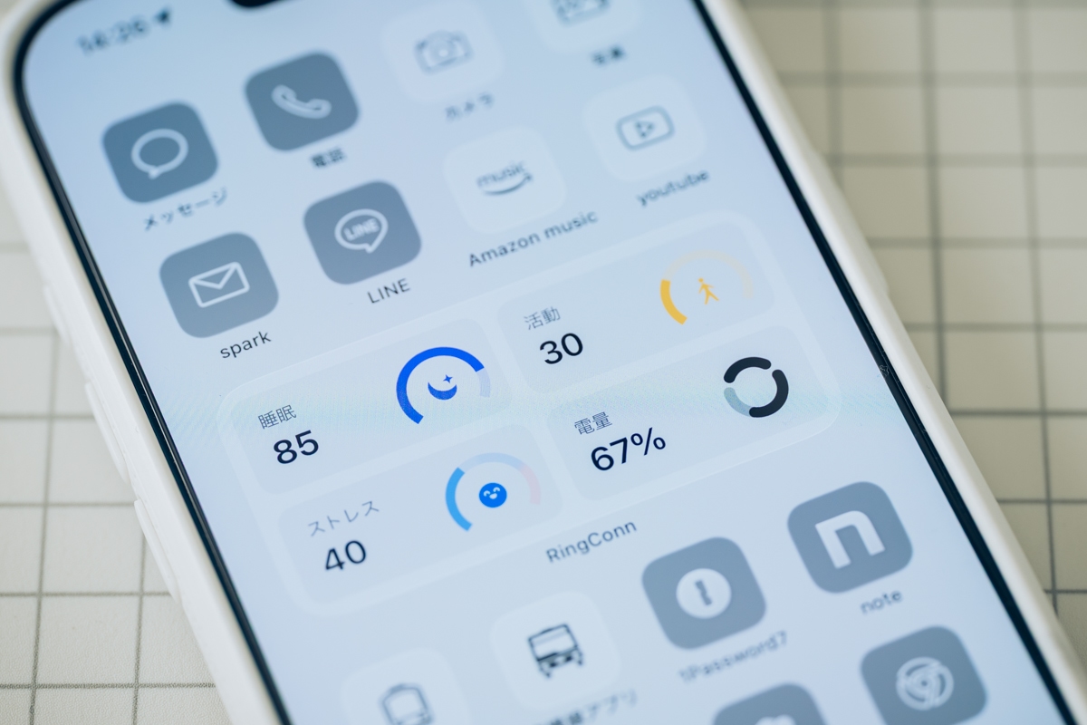 RingConn Gen 2 AirのアプリをiPhoneウィジットで表示